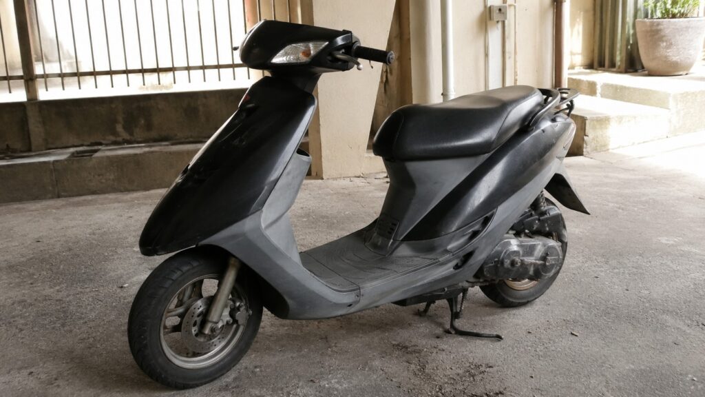 Partie cycle et freinage : ce qui départage vraiment deux scooters 50 cm³ scooter 50cc noir et gris details partie cycle et freinage
